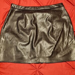 Forever 21 Black Faux Leather Mini Skirt with Stud Accents
